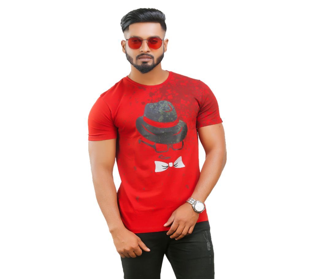 Cap Emoji Print Half Sleeve Cotton Regular Fit Mens Tshirt Eta