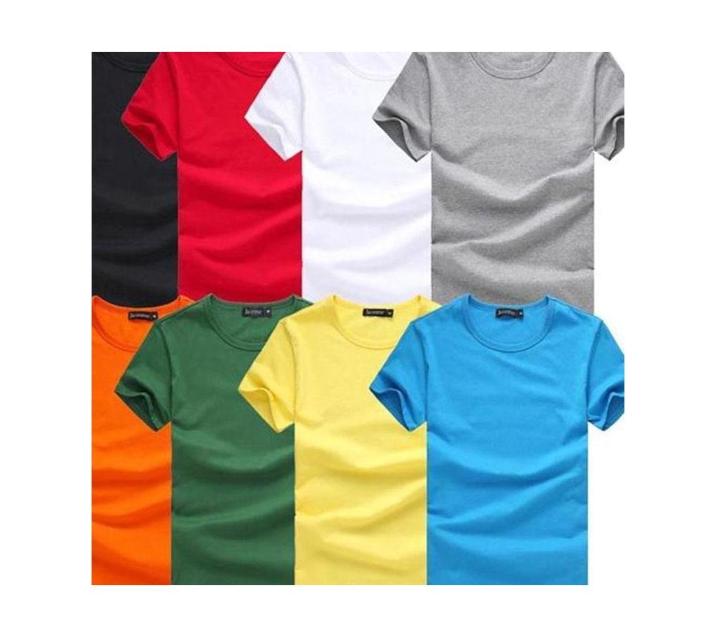 Mens Multi color cotton Crew neck  t-shirt 8 pcs