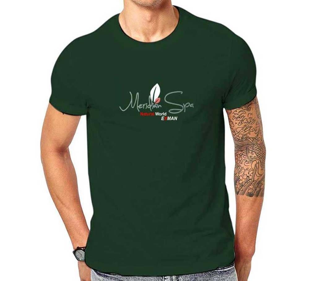 Meridian Spa  Dark Green Half Sleeve Cotton T Shirt