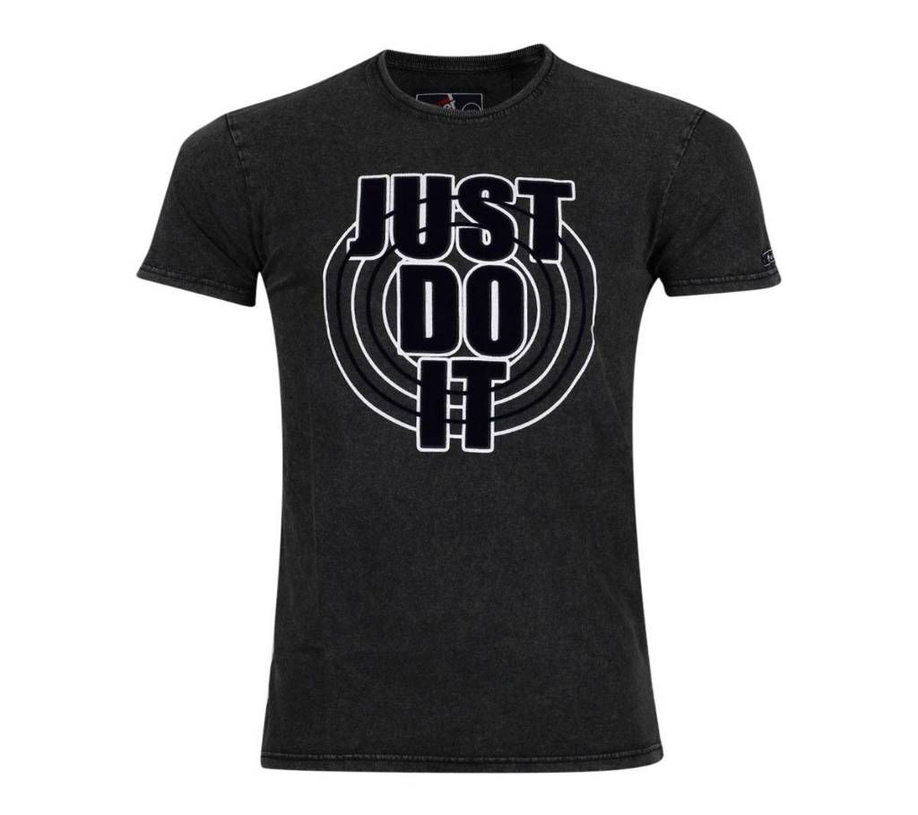 Grey Cotton Washed T-Shirt for Men