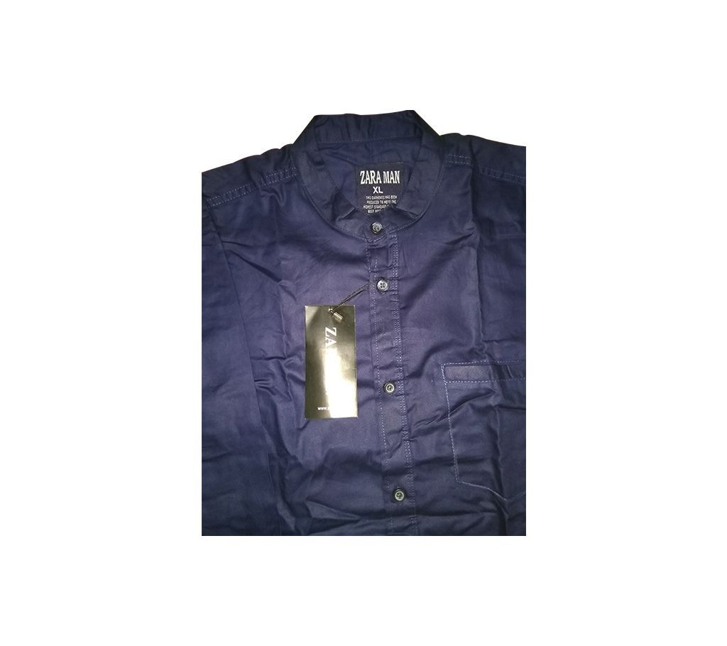 Navy Blue Long Sleeve Cotton Casual Shirt for Men