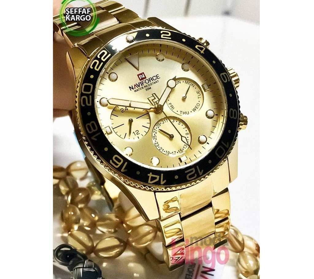 NAVIFORCE NF2118- Gold Stainless Steel Wrist Watch for Men
