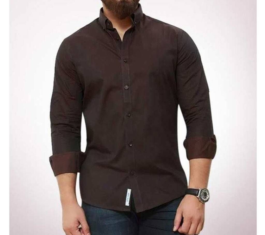 Chocolate Panama Long Sleeve Casual Shirt for Men - 9