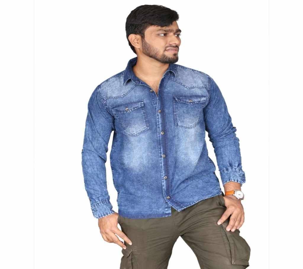 Mens Stylish Slim Fit Denim Shirt - 003 - LEB