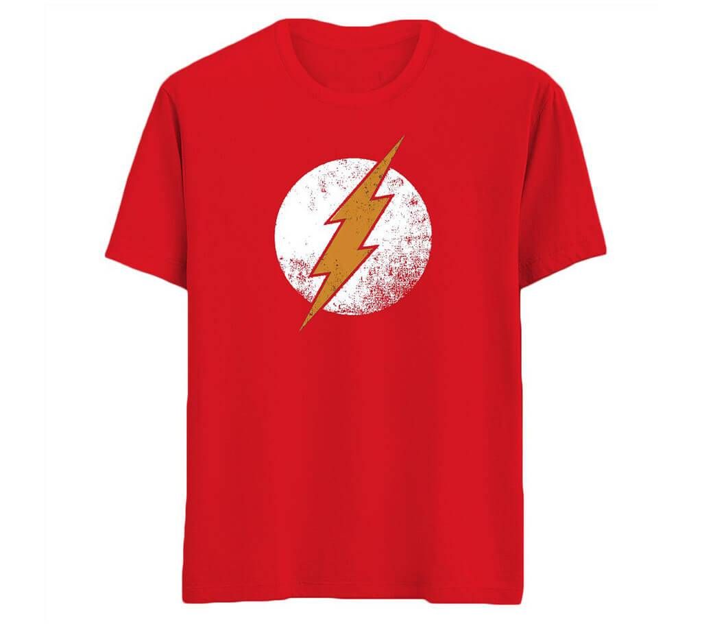 Flash Mens Half-sleeve Cotton T-shirt - red-2 