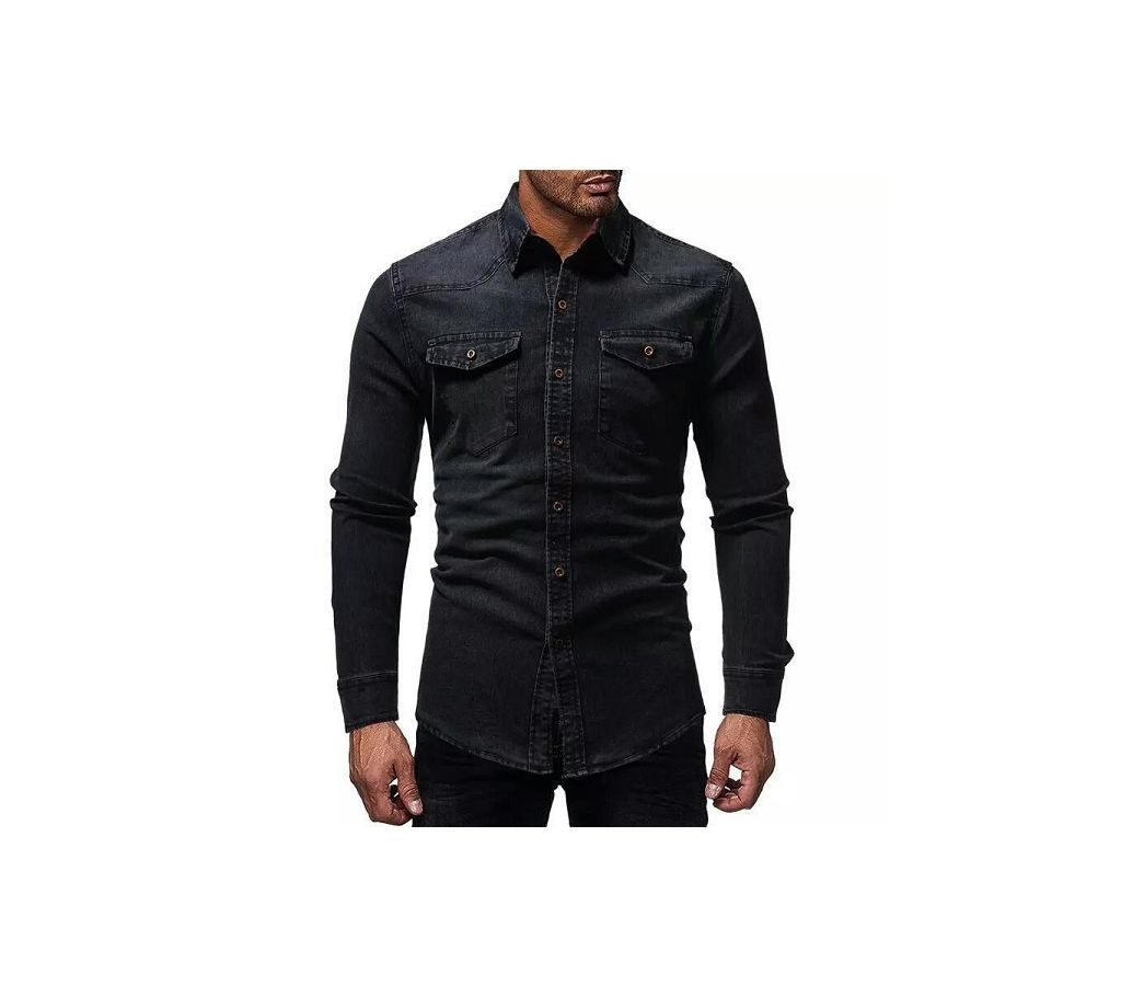  Denim Full sleeve Shirt for men-Black 