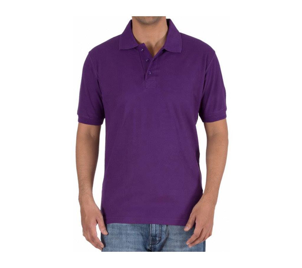 Mens Purple Cotton Polo Shirt