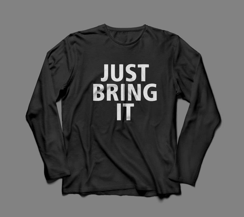 JUST BRING IT LONG SLEEVE BLACK COTTON TSHIRT FOR MEN
