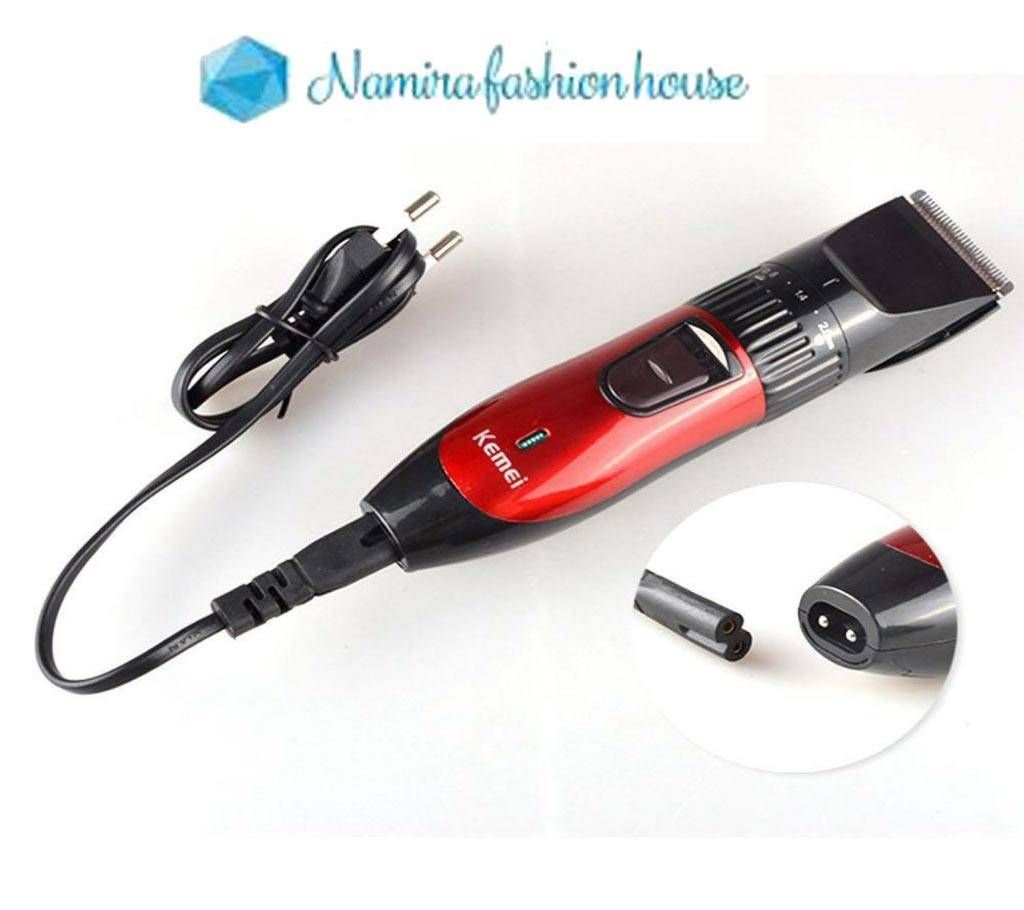Kemei KM-730 Professional Hair Clipper - Black and Red