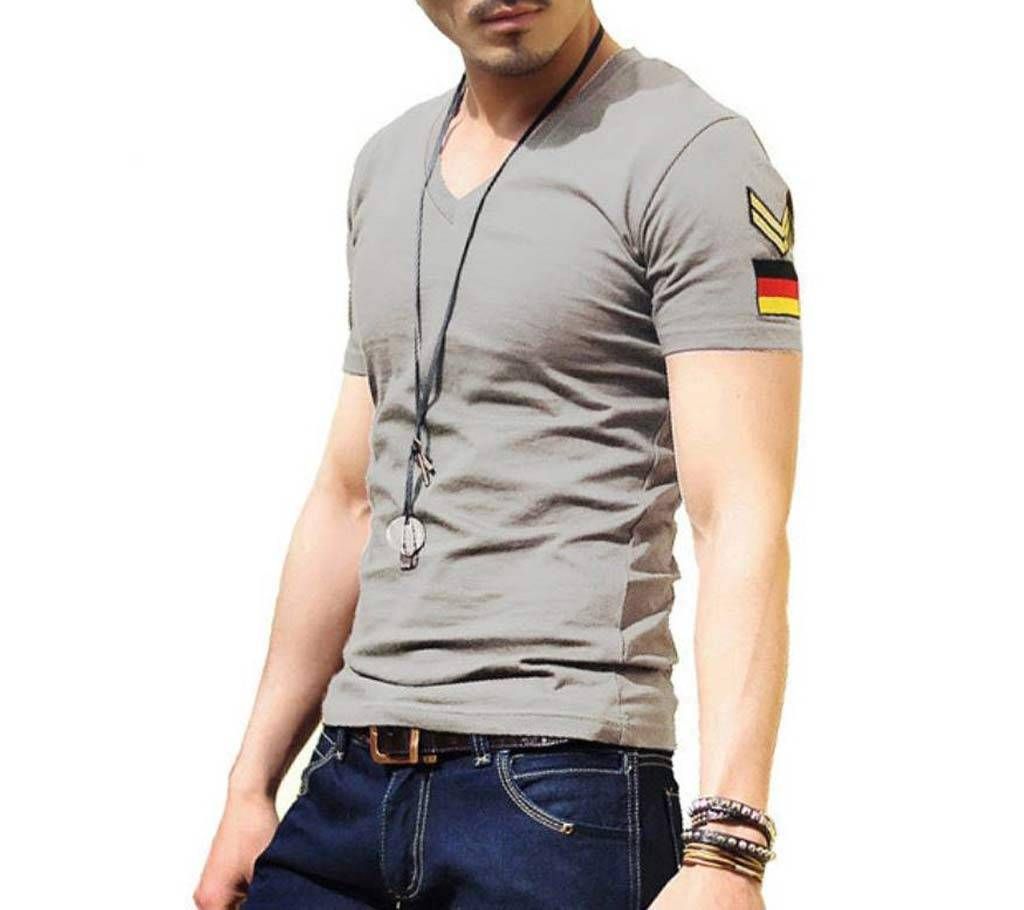 V-neck German flag half sleeve t-shirt 
