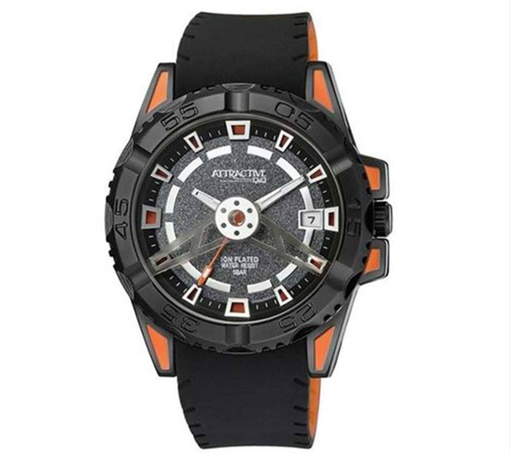 Q&Q DA52J522Y Analog Leather Watch For Men - Black