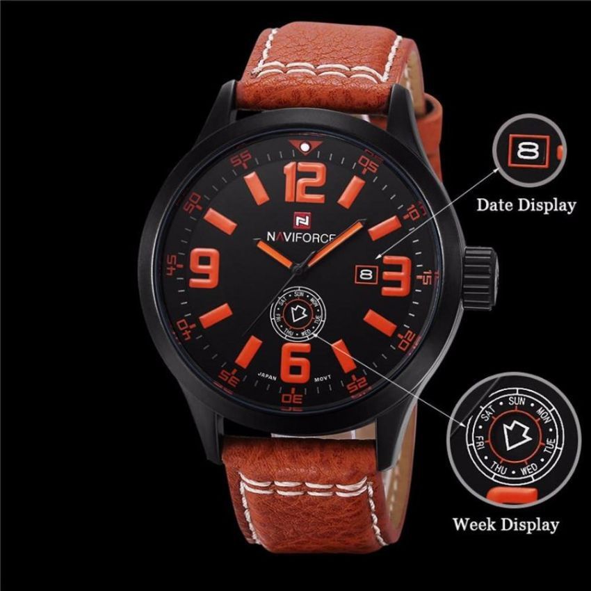 Naviforce gents leather strap watch 