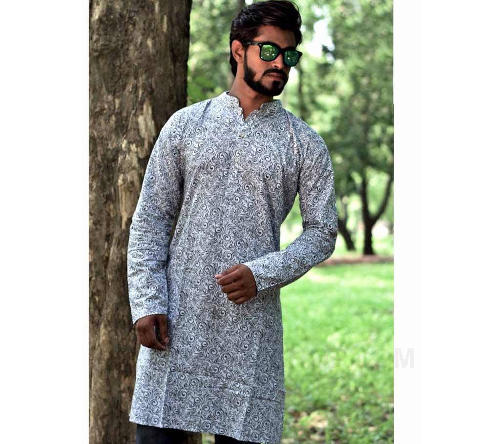 Mens Contrast Cotton Punjabi