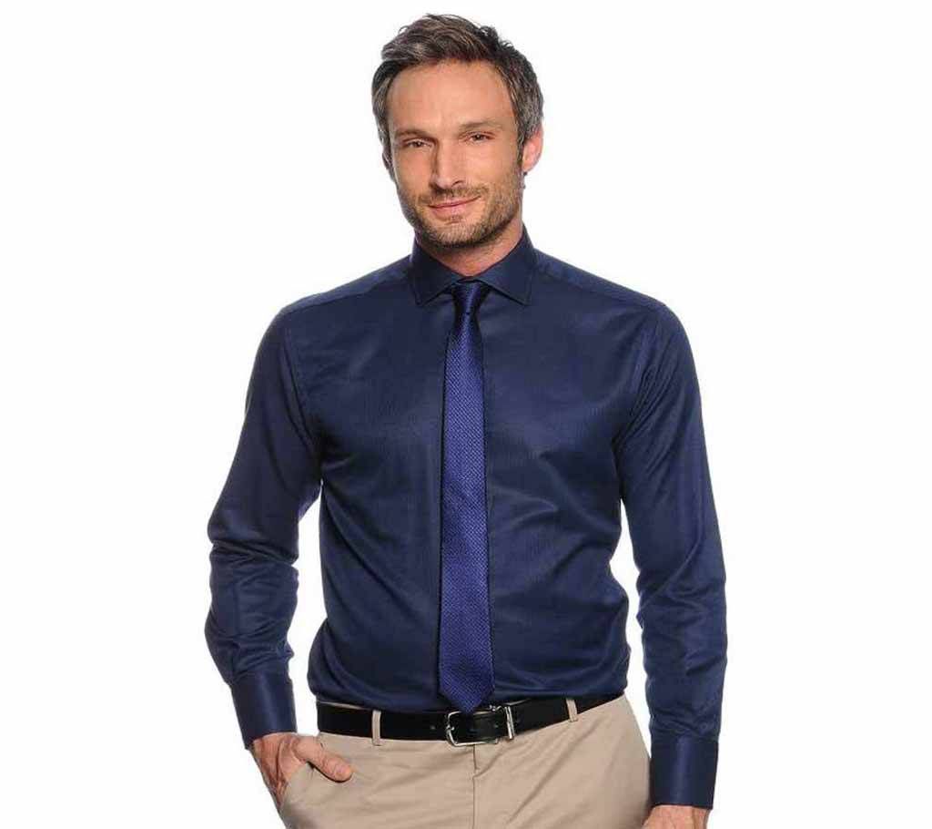 Glazy Blue Cotton Formal Shirt for Men
