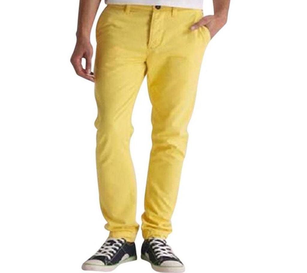 Yellow Twill Gabardine Casual Pant For Men