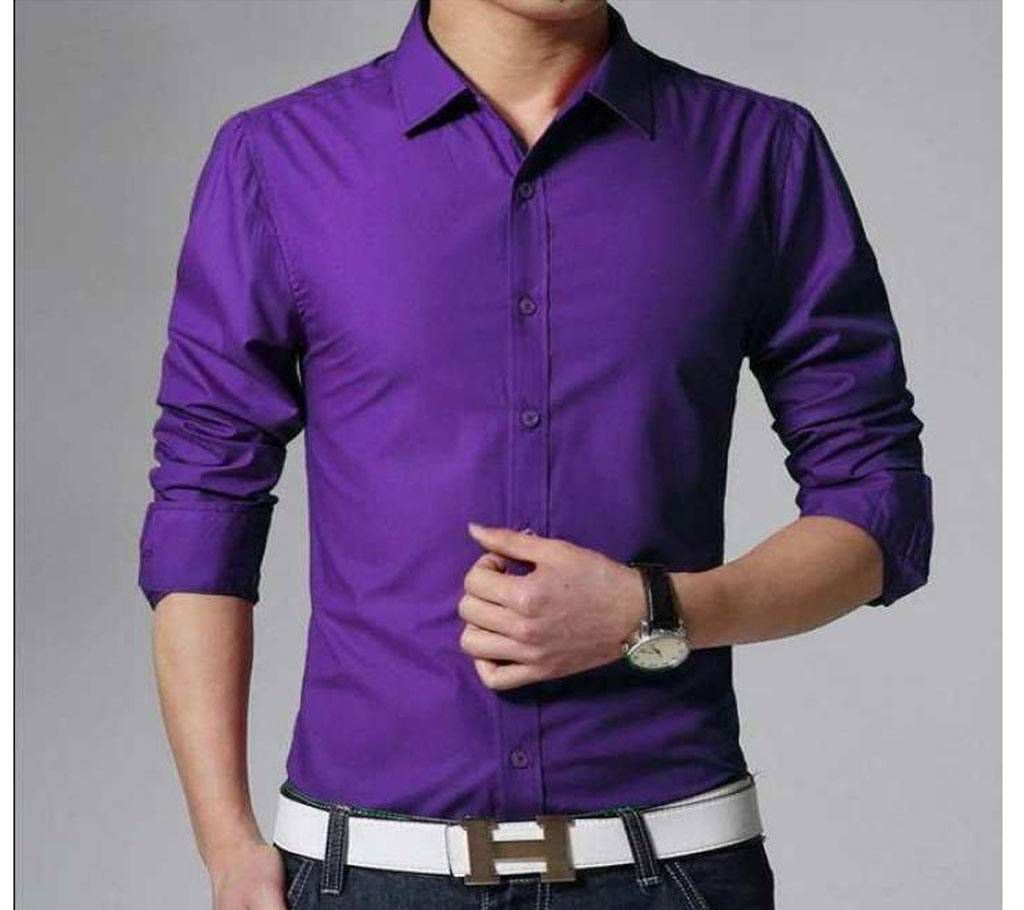 Purple Long Sleeve Casual Shirt for Men - 8