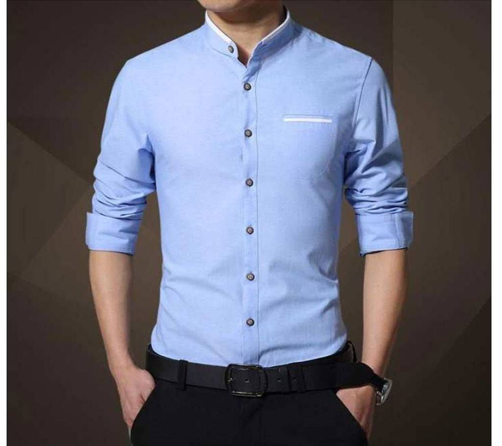 Light Blue Long Sleeve Casual Shirt for Men - 3