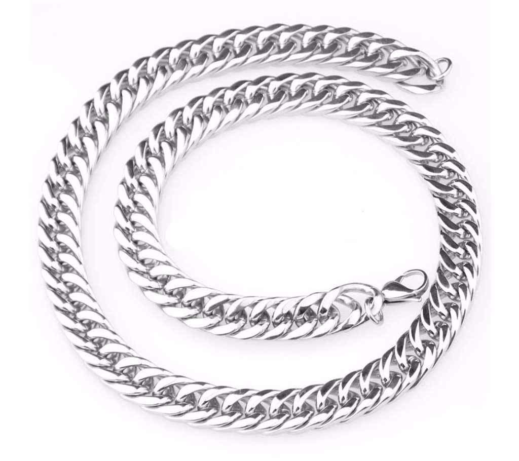 White Plated 18 Inch Necklace For Men