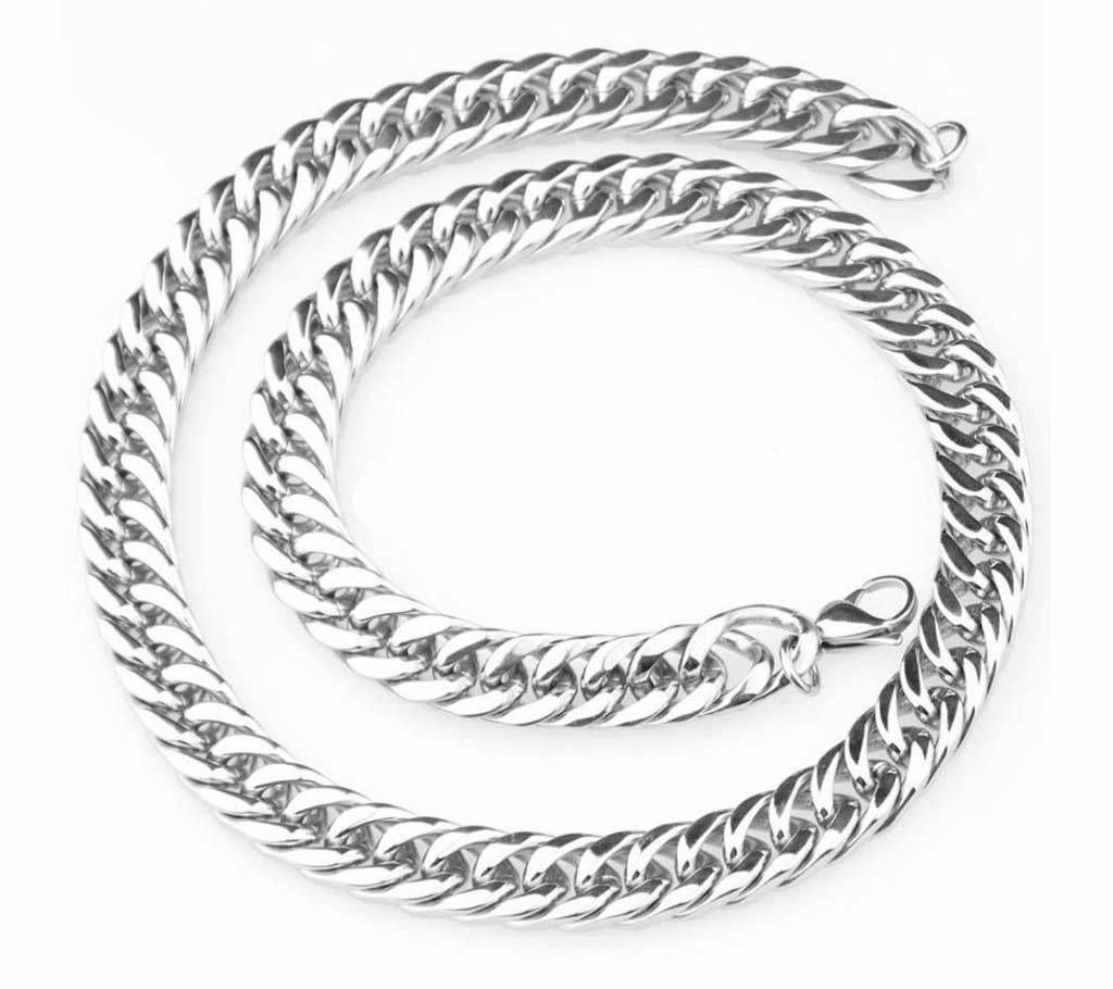 White Plated 18" Necklace For Men