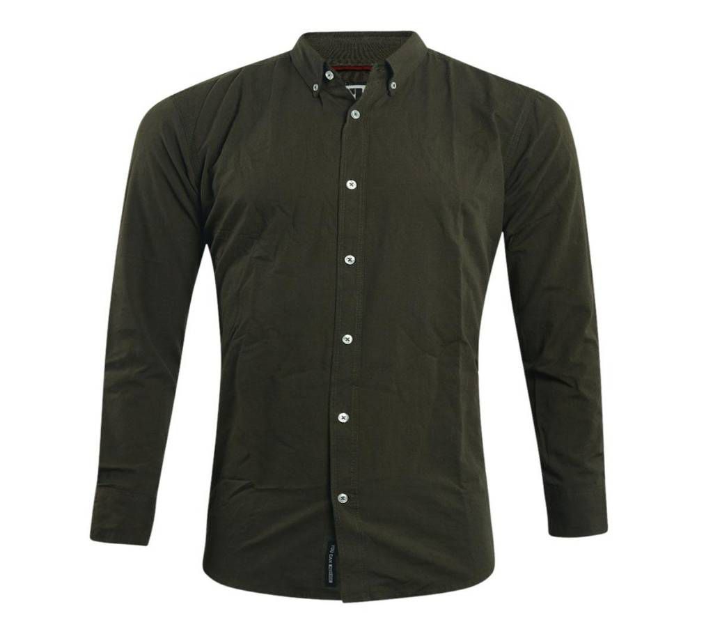 Olive Solid Color Full Sleeve shirts for Men