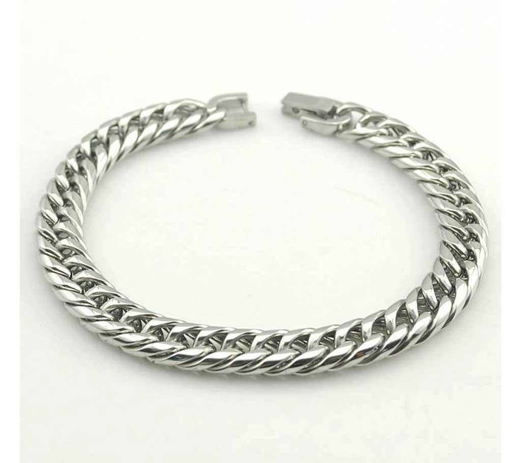 Mens Stainless Steel Silver Color Round Bracelet 