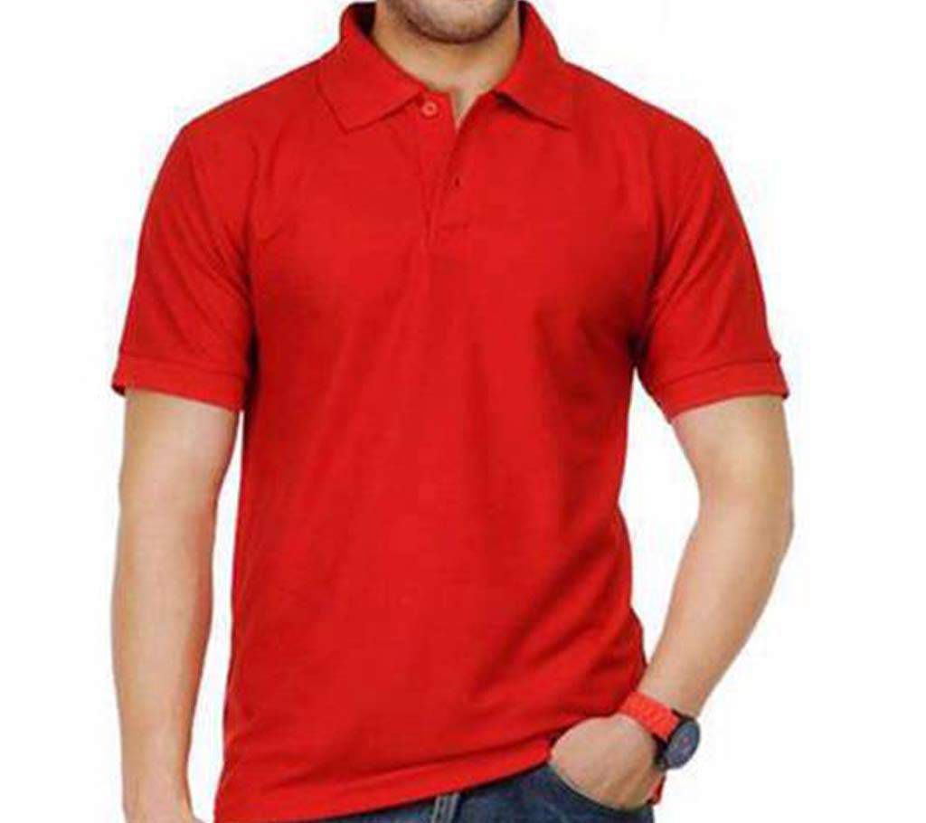 Gents Red Cotton Polo Shirt
