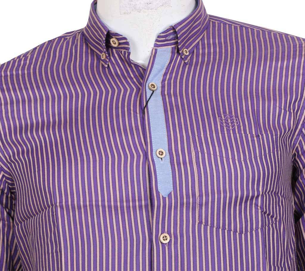  Gents Full-Sleeve Striped Cotton Casual Shirt