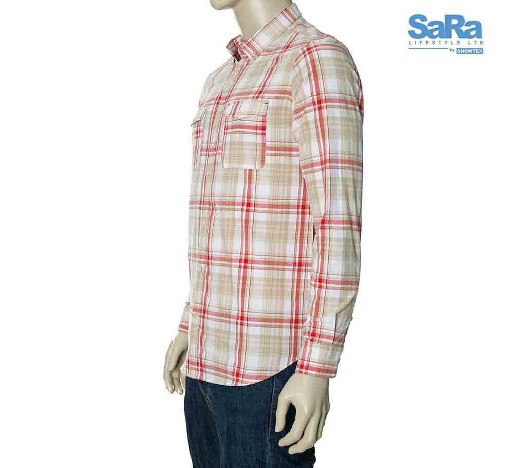 Mens Casual Shirt (THCS88) WH & RED CHECK