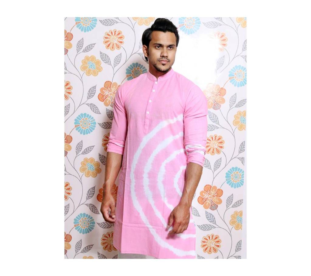 Pink tie dye printed Panjabi for Men by Ritzy