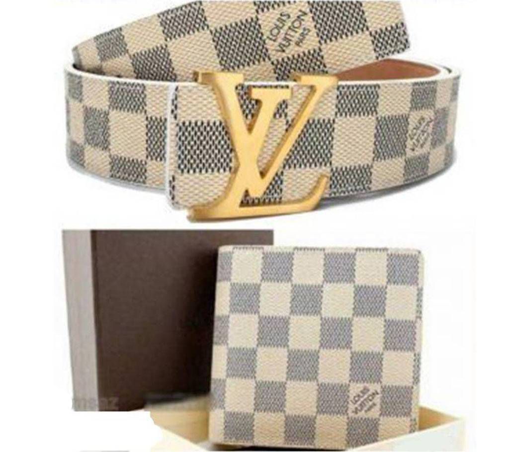 LV Leather Wallet for Men+Louis Vuitton Belt