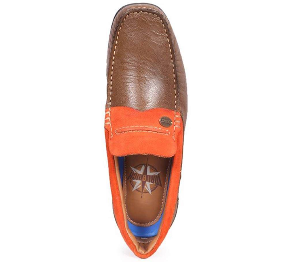 Maverick Men's Brown/ Orange Smooth Leather Casual Shoe

