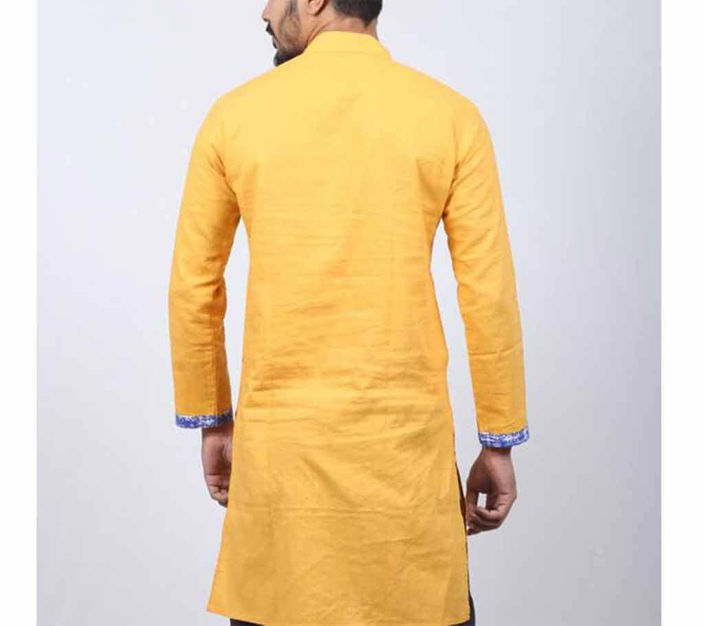 Deep Yellow Cotton Panjabi For Men