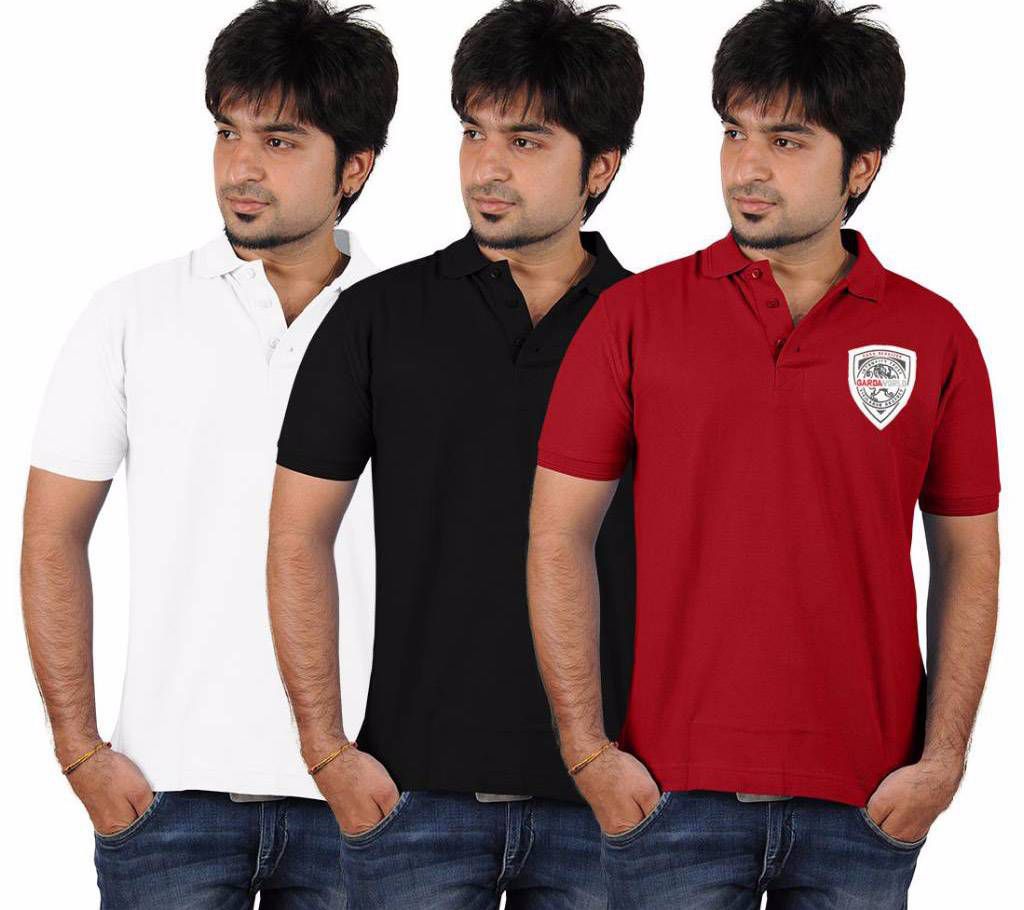Men's Solid Color Half Sleeve Polo Shirt (3 pcs) Combo