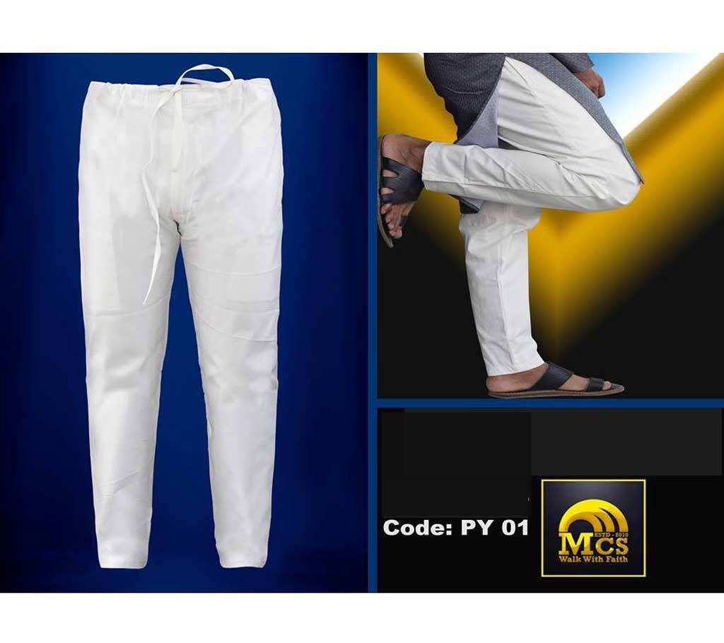 White Cotton Pajama For Men