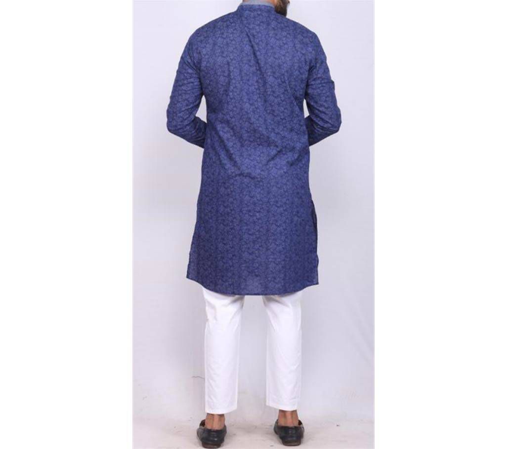 Blue Printed Cotton Punjabi