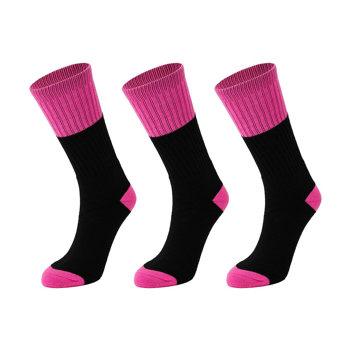 3 Pack Ribbed Full Terry Foot Work Sock