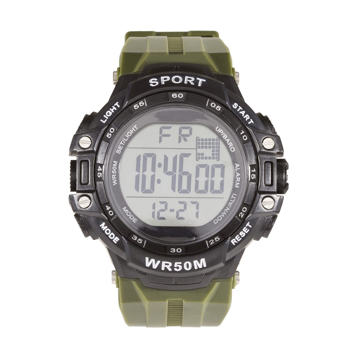 Large Round Digital Watch - Khaki