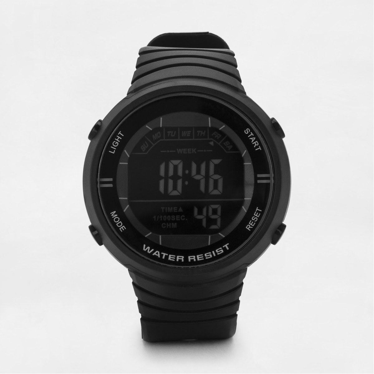 Slim Round Digital Watch - Black