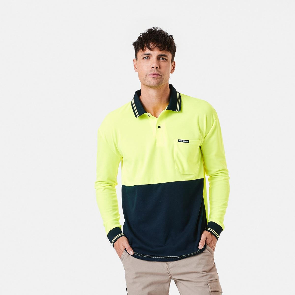 Long Sleeve Fluorescent Polo Shirt