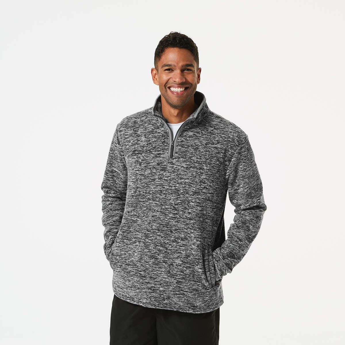 Active Mens Outdoor Long Sleeve Funnel Neck Fleece Quarter Zip Top
