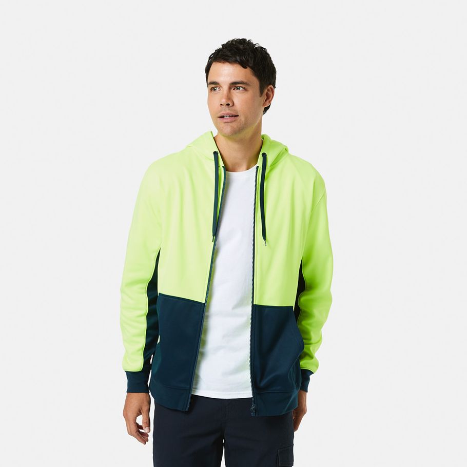 Workwear Fluorescent Zip Through Hoodie