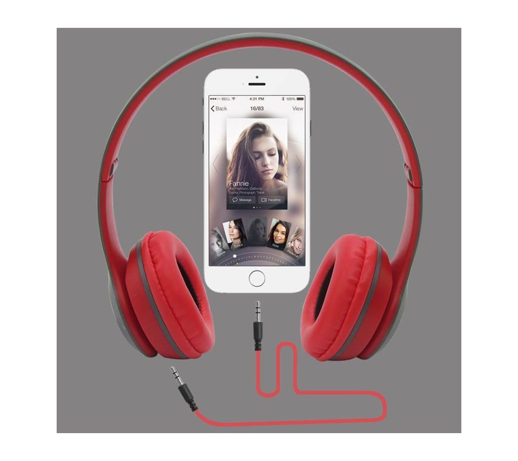 Headband Fold-able Stereo Bluetooth Headphones Wireless Headset Red P47