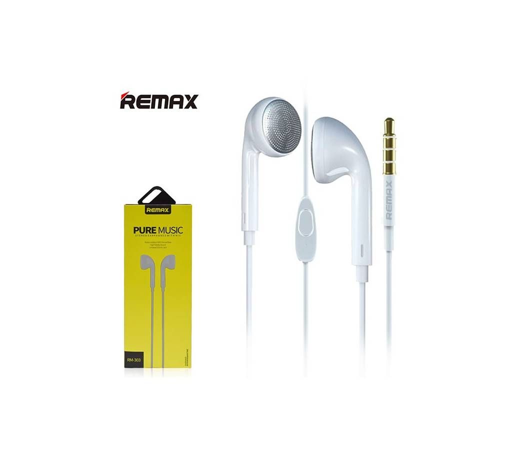 Remax RM-303 3.5mm Plug Wired Earphones - White