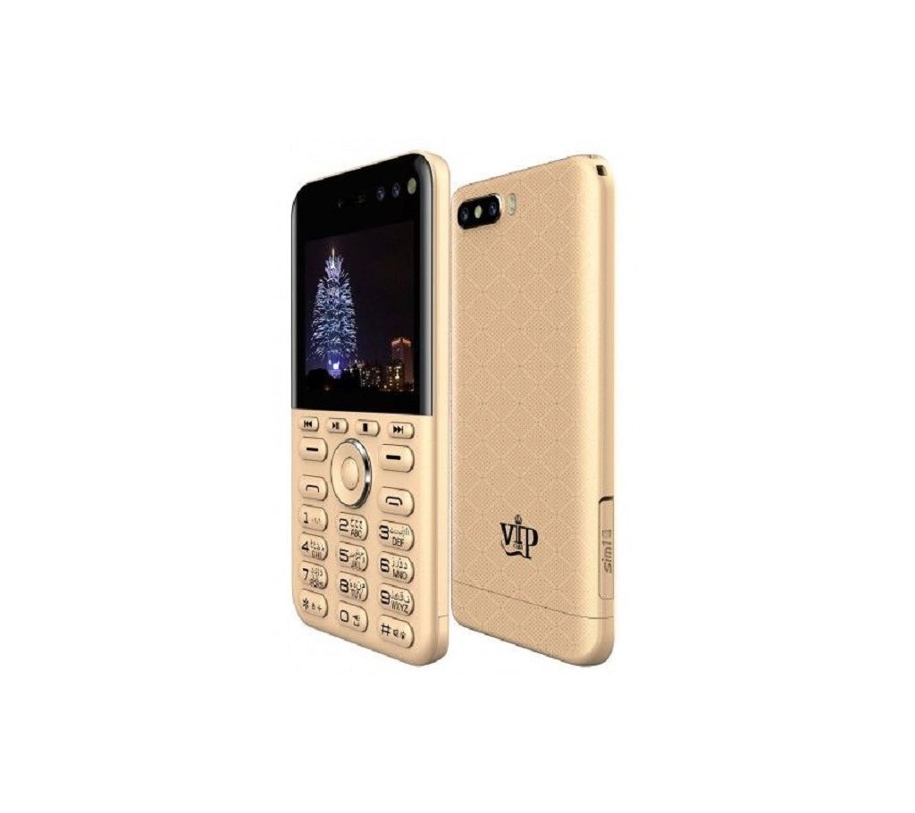 VIP V1 Bluetooth Dialer 3 Sim Mobile - Gold - WLB