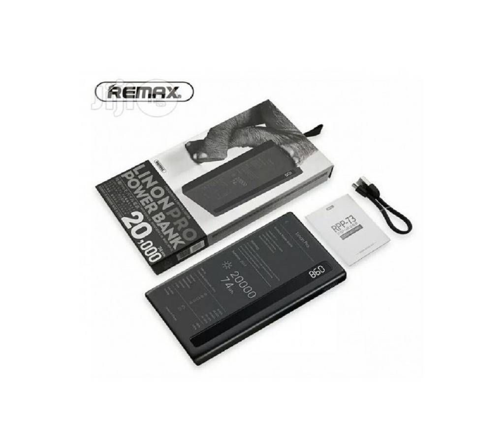 Remax 20000 mAh LINON PRO Power Bank With Dual USB Led Light Black ( Original )