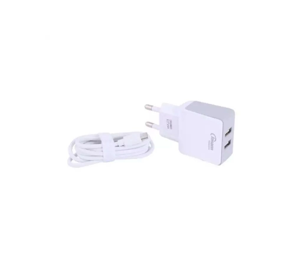 IMAM Charging Adapter 2 EU Plug Auto Travel Mobile Phone Charger 2.4A Fast Dual USB Ports