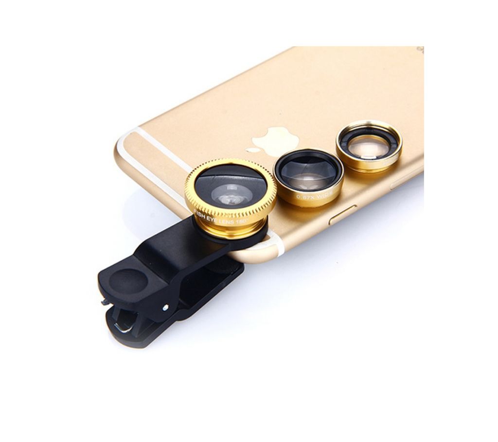 3 In 1 Universal Clip Camera Mobile Phone Lens Fish Eye + Macro + Wide Angle