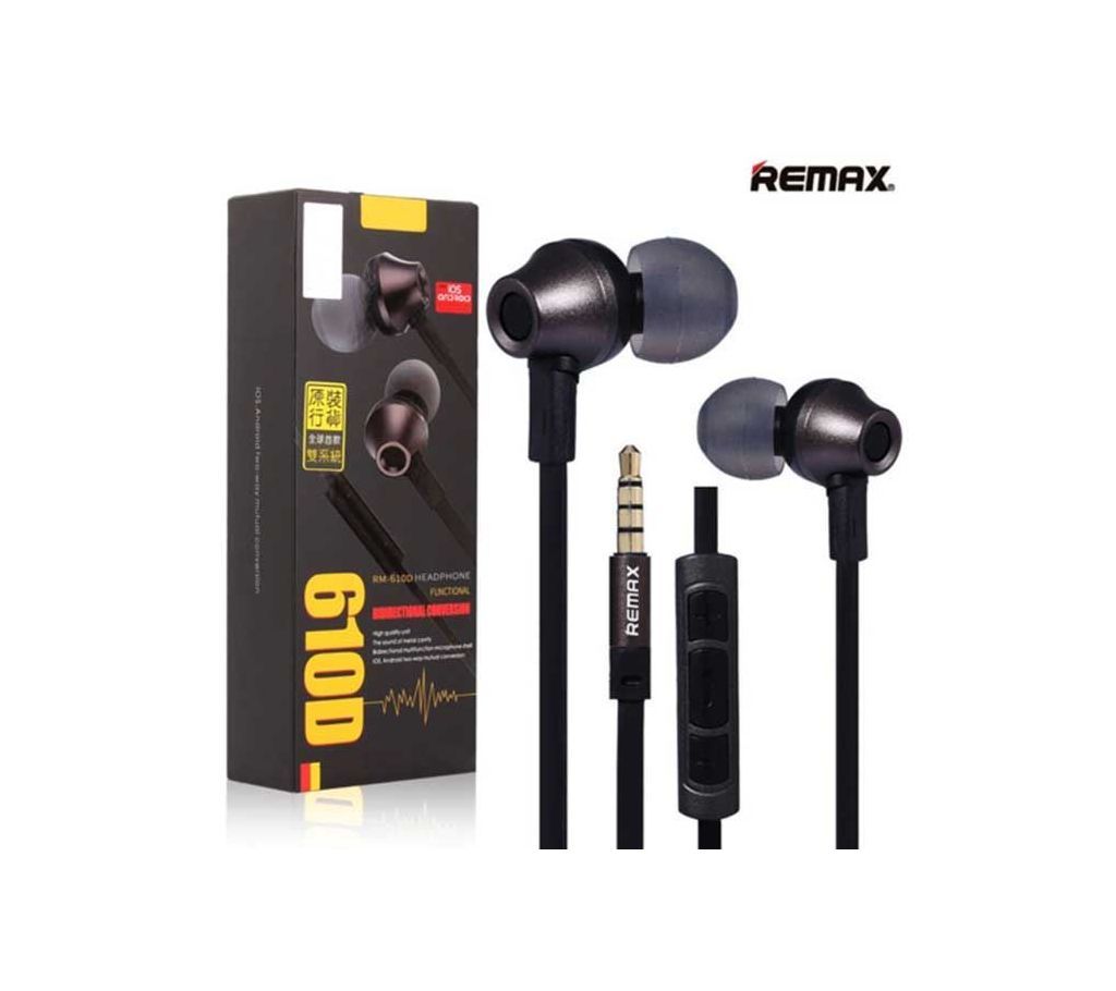 Original Remax RM 610D Stereo Music In-Ear Earphone - Black