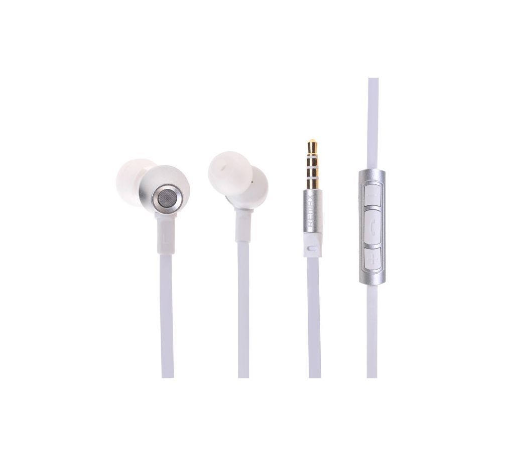 Original Remax RM 610D Stereo Music In-Ear Earphone  - White+Silver