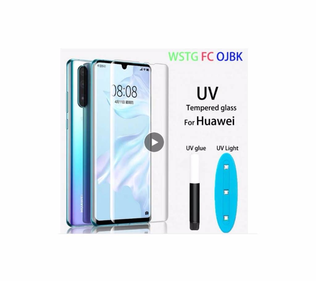 Huawei P30 pro Clear Curved UV Liquid Full Glue Tempered Glass Screen Protector